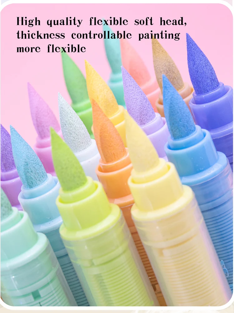 GuangNa 12-72 Farben Acryl-Marker-Stiftset mit weichen Pinseln, Hautton, Macaron-Farben, DIY handgezeichnet, Mal-Kunstmarker-Stifte, GN.8201F/M – Detail 9