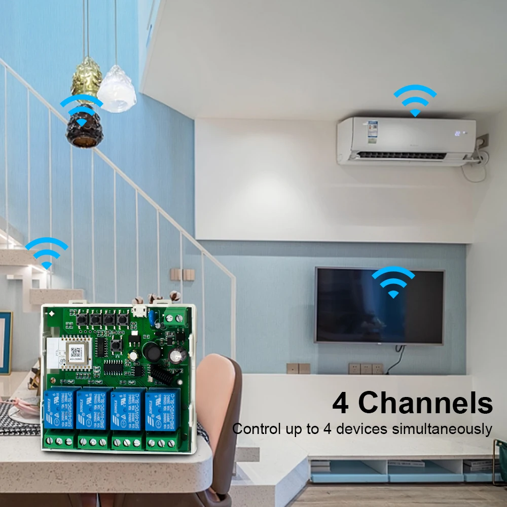 Zigbee-Smart Life Gate Módulo Interruptor, Relé para Gateway 2MQTT, SmartThings, Tuya App, RF433, 4CH, 12V, 24V, 32V, 220V, 1 2 4 canais