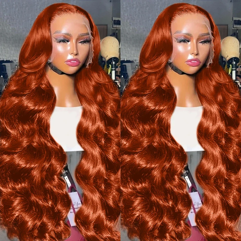 Body Wave Transparent Ginger Orange 13x6 Lace Front Human Hair Wigs 13x4 Lace Frontal Wig Brazilian Remy Hair Wig 100% Remy Hair