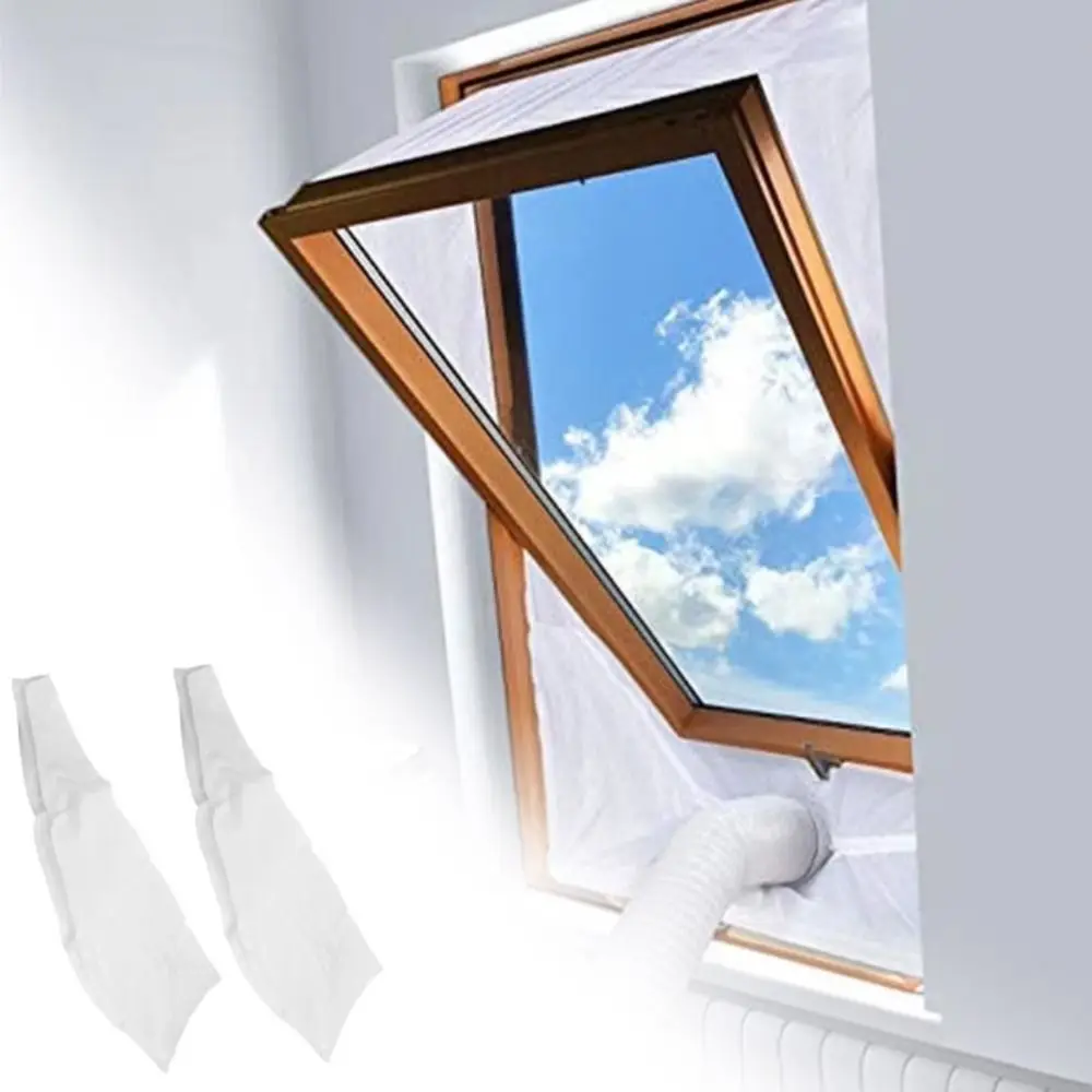 White Color Window Covering Silver Finished Polyester Stability Windproof Air Conditioner Cover Exhaust Outside Design