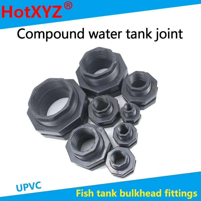 

fish tank Bulkhead Pipe Joints UPVC 1/2 inch -4 inch female thread 20mmm to 110mm ID aquarium water inlet outlet connector 1 Pcs