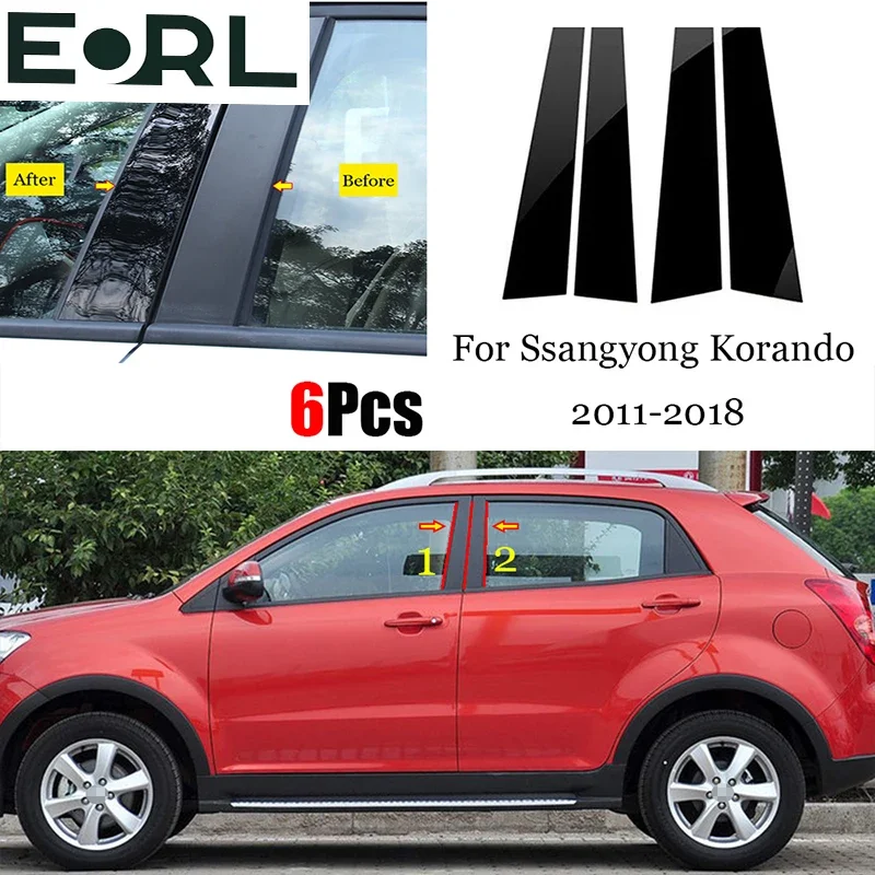 

4PCS Window Trim Cover BC Column Sticker Fit For Ssangyong Korando 2011 - 2018 Polished Pillar Posts Accessories