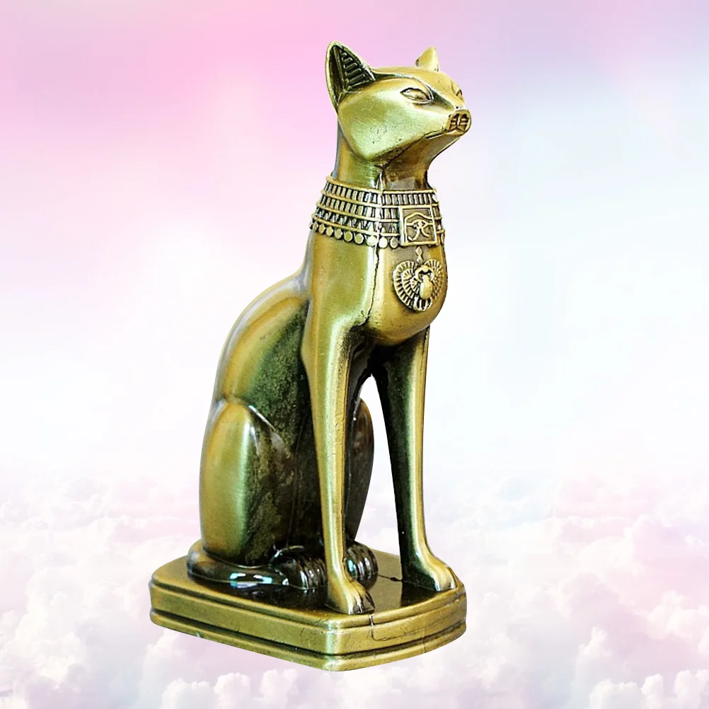 

Electroplated Bronze Vintage Egyptian Cat Ornament Desktop Adornment for Home Office Party Decoration Cat Adornment