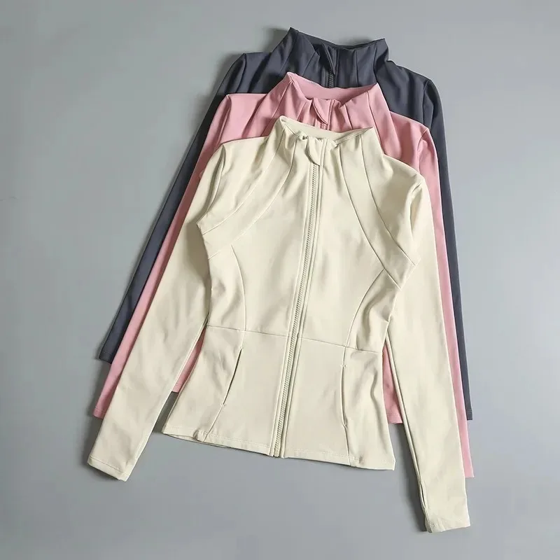 

New Yoga Wear Ladies Coat Round High Elastic Loose Exercise Yoga Fitness Long Sleeve Stand-up Collar Yoga Tops