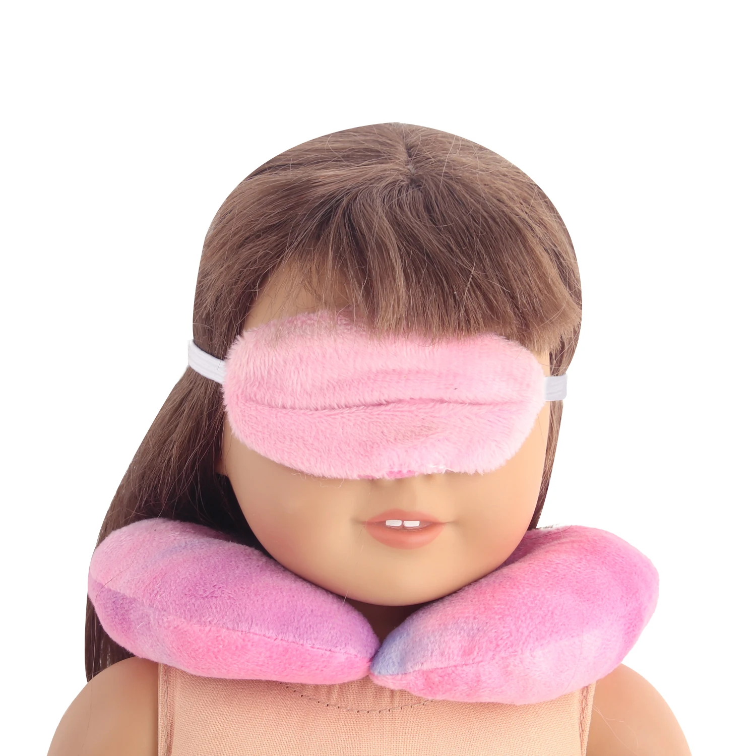 ドールアクセサリー カラフルな絞り染めネックピローとアイマスクセット 魚の鱗模様ネックピロー 18インチアメリカン＆OGドール用