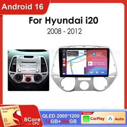 Android 16 Carplay For Hyundai i20 2008 2009 2010 2011 2012 Qualcomm Car Radio Stereo Multimedia Video Player WIFI Touchscreen