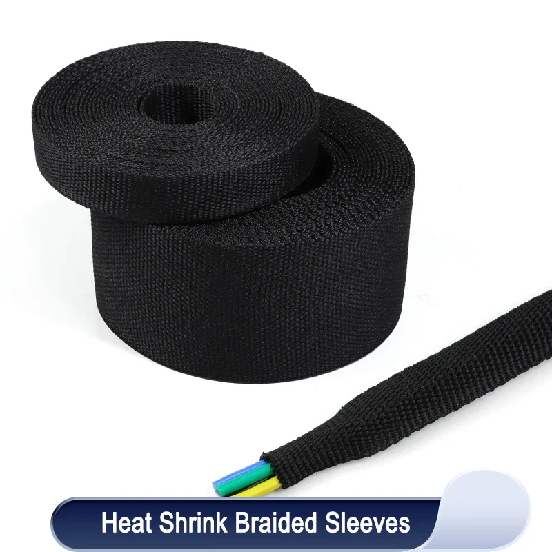 1~10m Heat Shrink Braided Cable Sleeve 6/8/10/12mm Insulation Flam Retardant PET Auto Line Organizer Wire Wrap Sheath Protection