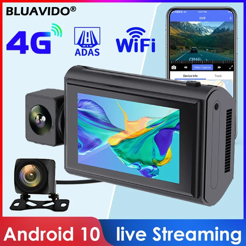 4G LTE Android 10.0 Dual Lens 1080P Dash Cam with GPS Navigation, ADAS, 24H Parking Monitor & Live Streaming