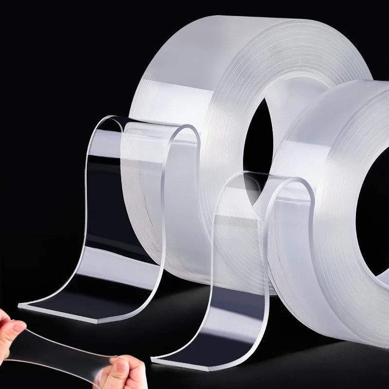 1mm Tape Waterproof  Wall Stickers Reusable Heat Resistant Bathroom Home Decoration Tapes Transparent Double Sided Nano Tape