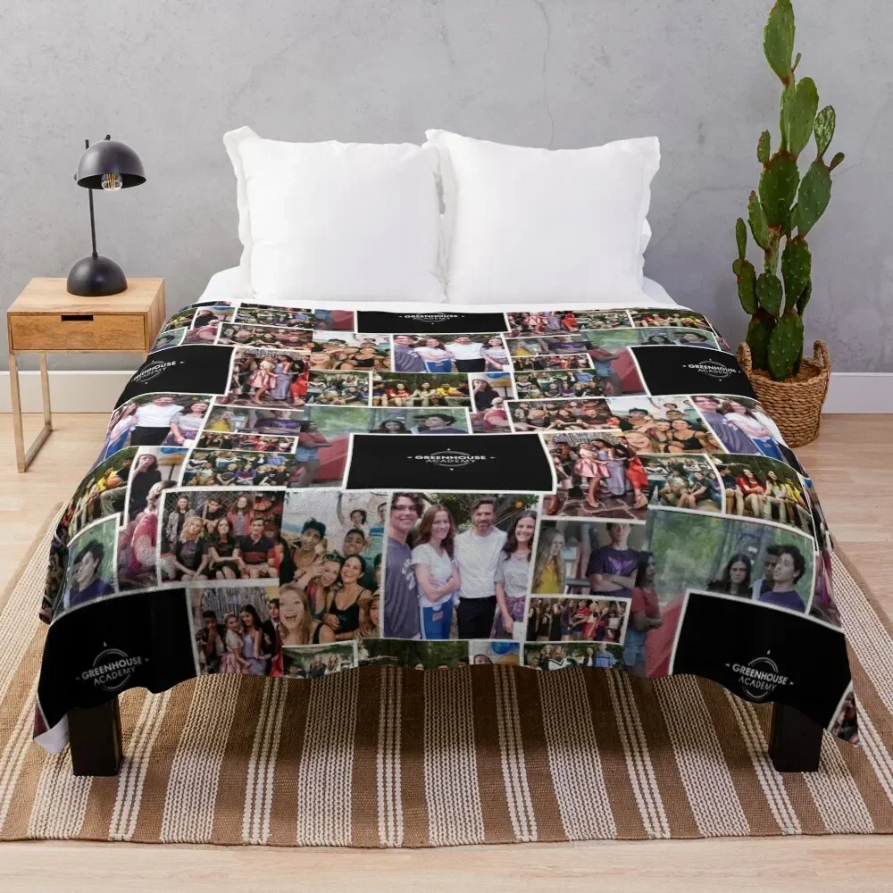 Greenhouse Academy Collage Throw Blanket Plaid on the sofa Giant Sofa Flannel Fabric Decorative Throw Blankets