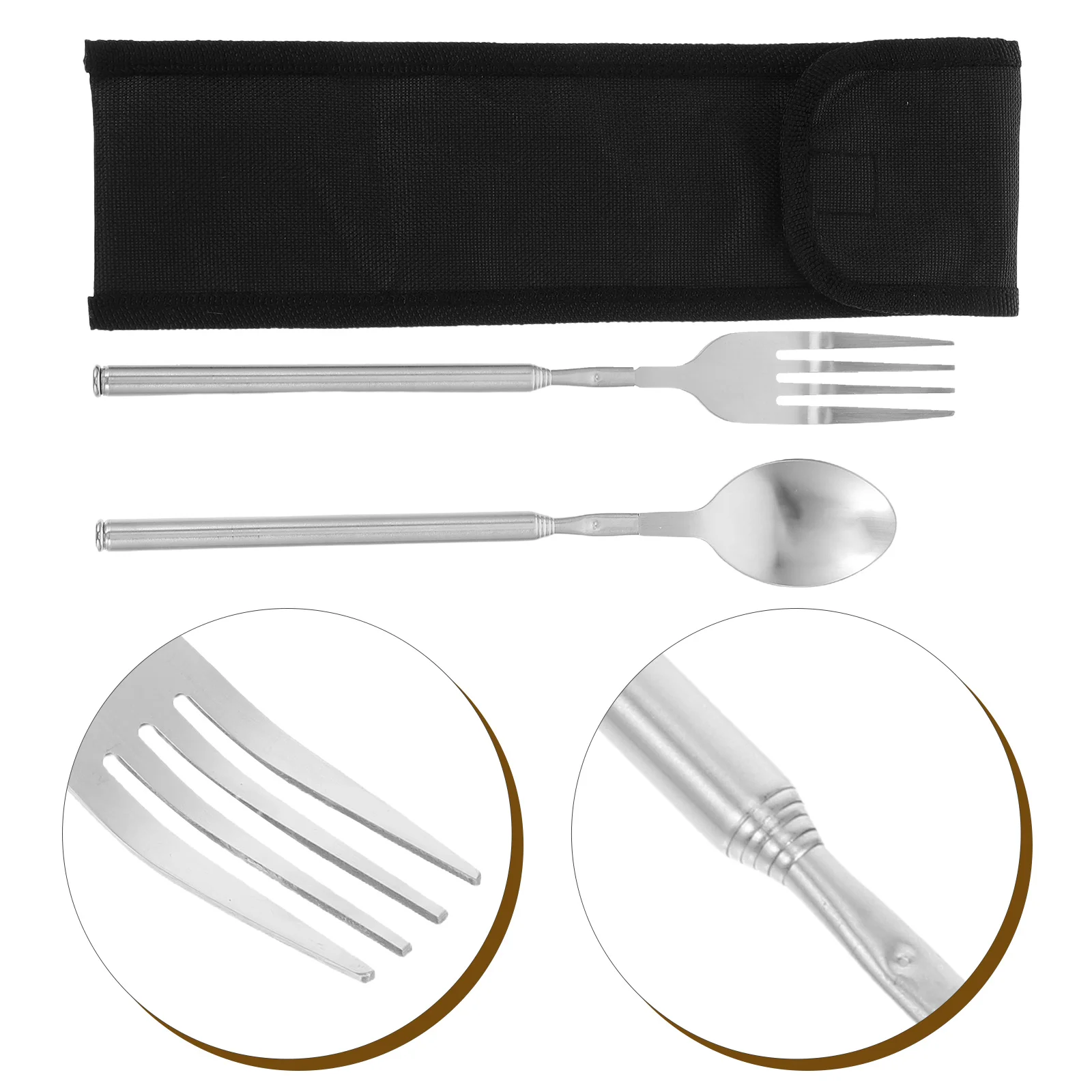 

Extendable Fork and Spoon Set Stainless Steel Telescoping Travel Utensils Portable Compact Design for Picnic Bbq Camping