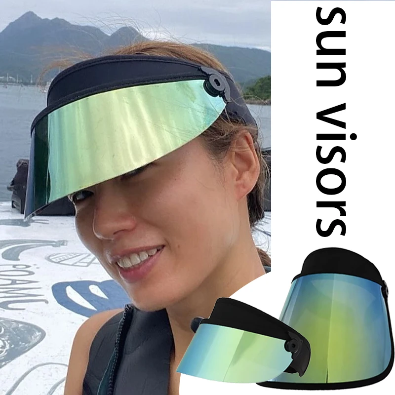 Yellow Gradient Golf Cap for Ladies Men UV 400 Sun Protection Visors Full Face Skin Cover Shield Running Tennis Beach Accessory