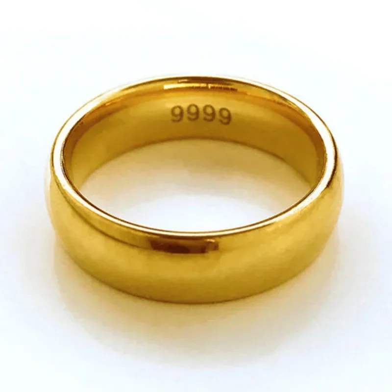 Anillo de oro amarillo de 18k 999 para hombre y mujer, sortija de 24k, chapado puro, suave, antidecoloración, de larga duración