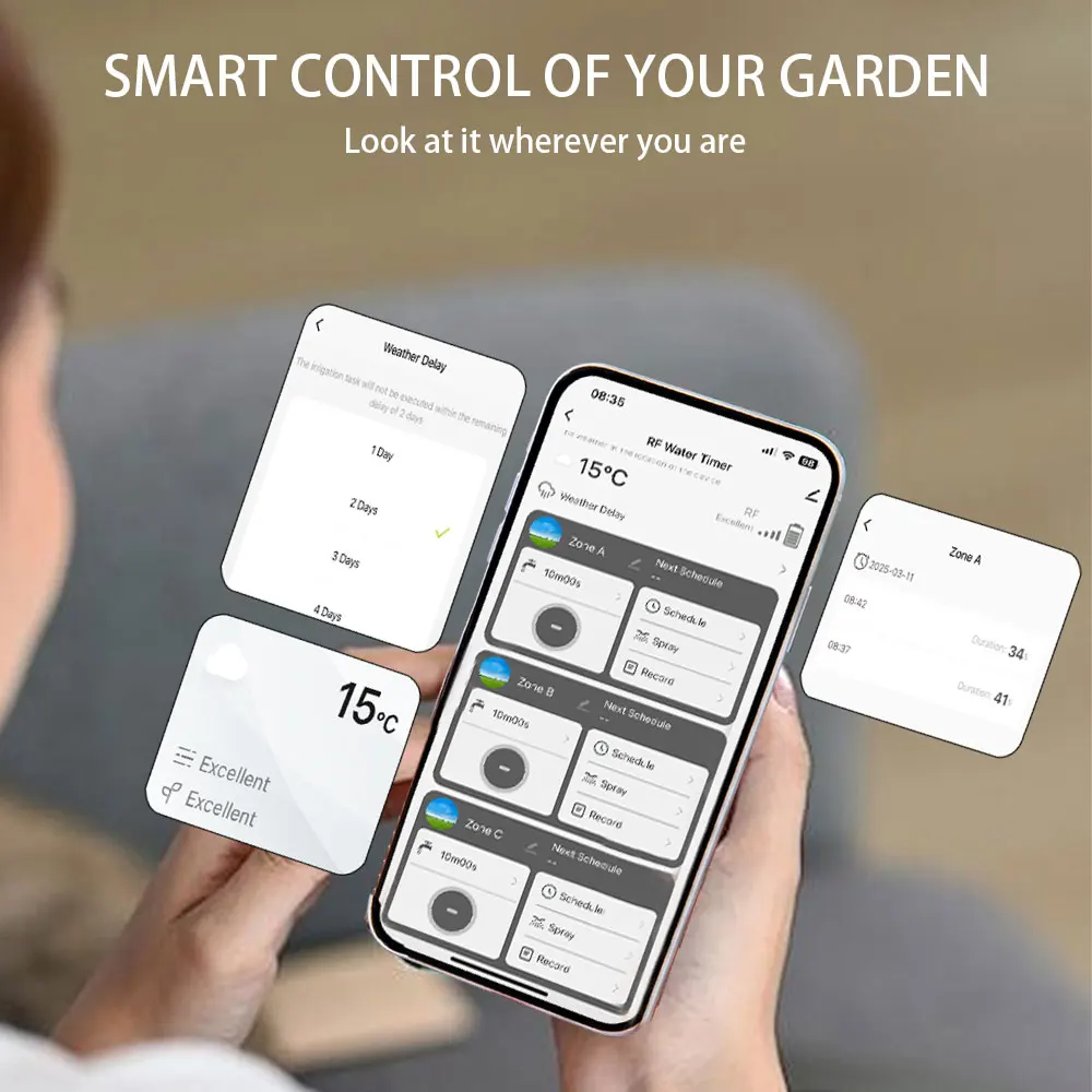 Tuya RF433 WIFI التلقائي مؤقت مياه حديقة آلة الري الرقمية الرش الذكي المستخدم في الهواء الطلق لتوفير المياه والوقت #3
