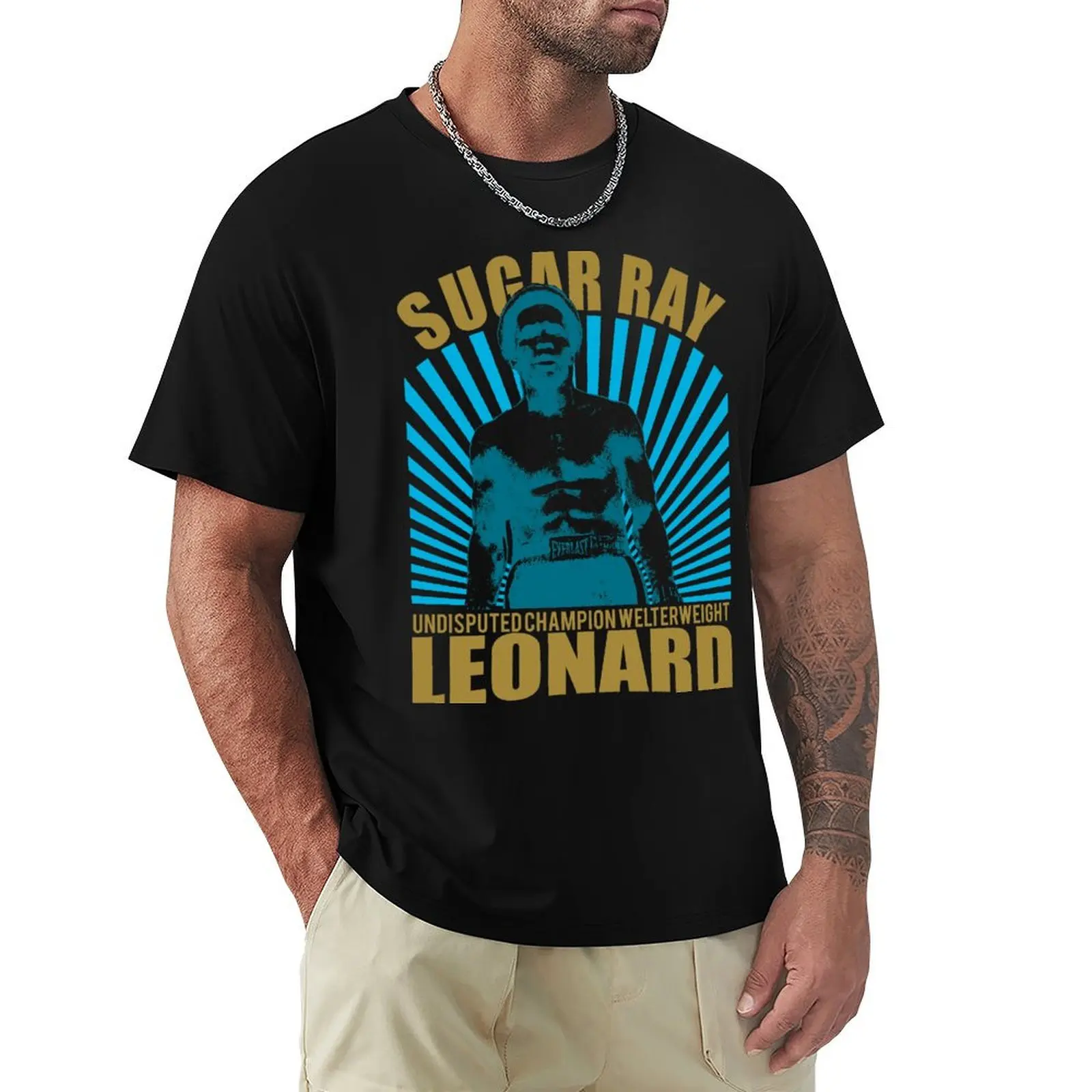 

Sugar Ray Leonard T-Shirt sports fans blue archive compression shirt men