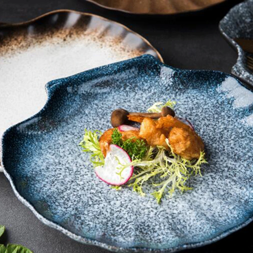 

1Pcs Shell Shape Ceramic Plate Creative Home Restaurant Dinnerware 10inch Household Plate for Salad Pasta Fruit