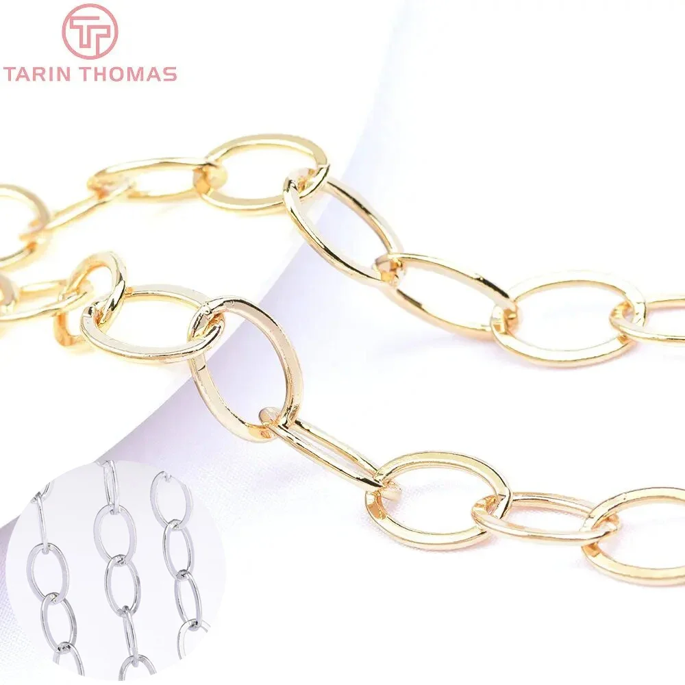 (6534) 1 Meter 8.5x12MM 24K Gold Color Plated Brass Necklace Chains Bracelet Chains High Quality Jewelry Accessories Wholesale