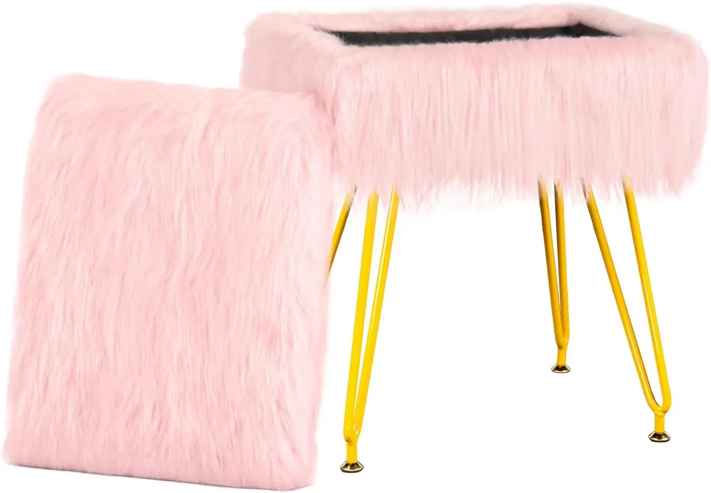 

Туалетный стул-пуфик с отсеком для хранения, мягкое сиденье с противоскользящими ножками, пушистая мягкая подушка, многофункциональная подставка для ног