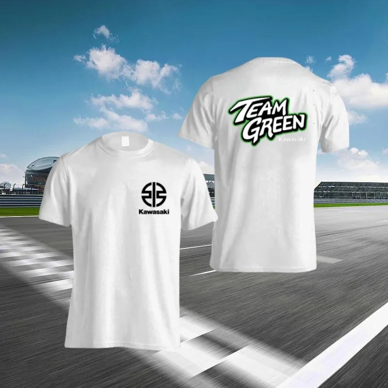 

Kawasaki Motorcycle Logo Racing Team Men Summer T-shirt 100% Cotton Women Tee Shirts 2024 New Fashion Sport Male Clothing Tops