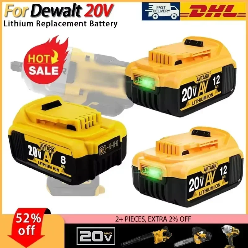 

12000MAH For Dewalt DCB200 Replacement Battery Compatible For Dewalt 18V 20V Tools DCB120 DCB182 DCB200 DCB609 Battery