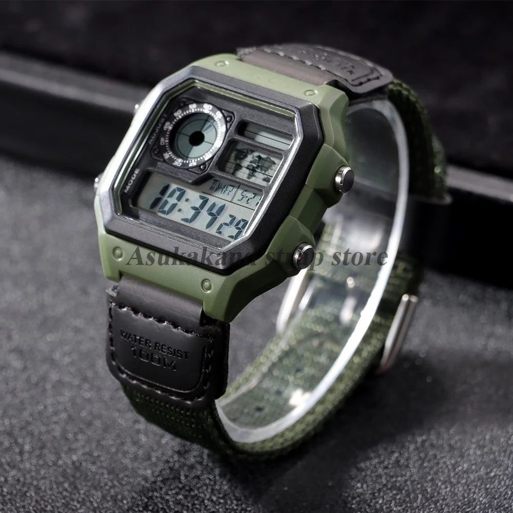 18 مللي متر أخضر أسود بني نايلون قماش الرياضة حزام ساعة اليد ل SGW400 F91W F84 F105/108/A158/168 AE1200/1300 محدب الرجال سوار الفرقة