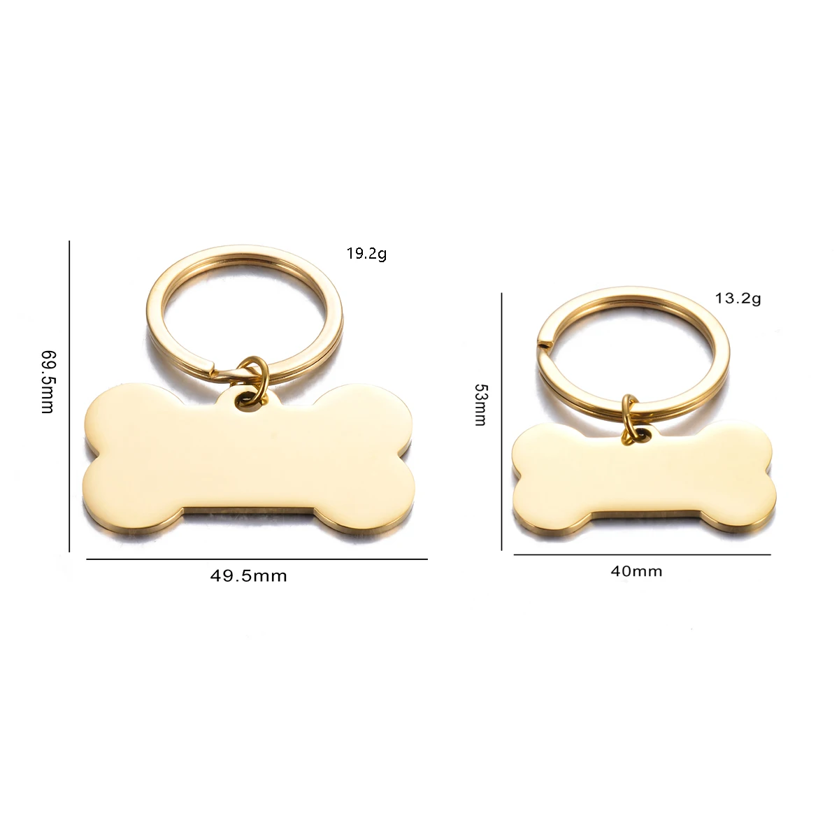 Mirror Polish Bone-shaped Dog Tag Keychain Blank Stainless Steel DIY Pet Collar Accessories Making Jewelry