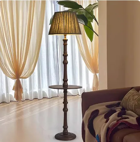 French antique floor lamp living room sofa designer high sense solid wood art atmosphere retro vertical table lamp
