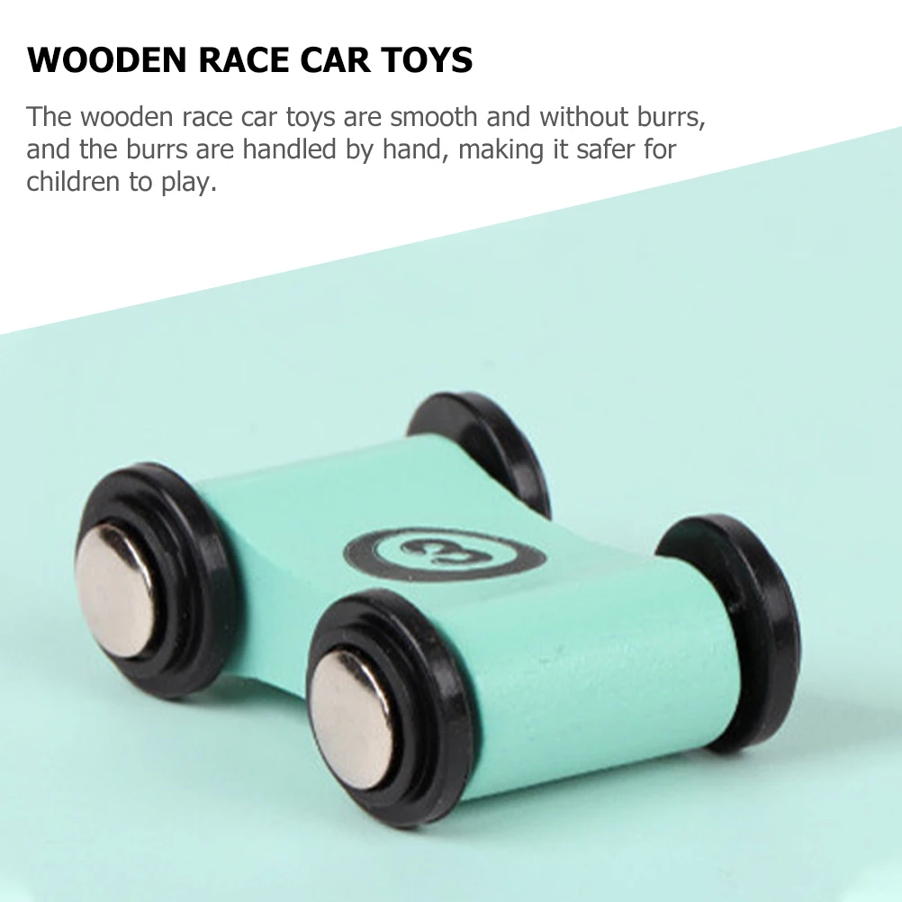 

8 Pcs Mini Race Car Track Wooden Board Game Racing Cars Number Kids Toy Toddler