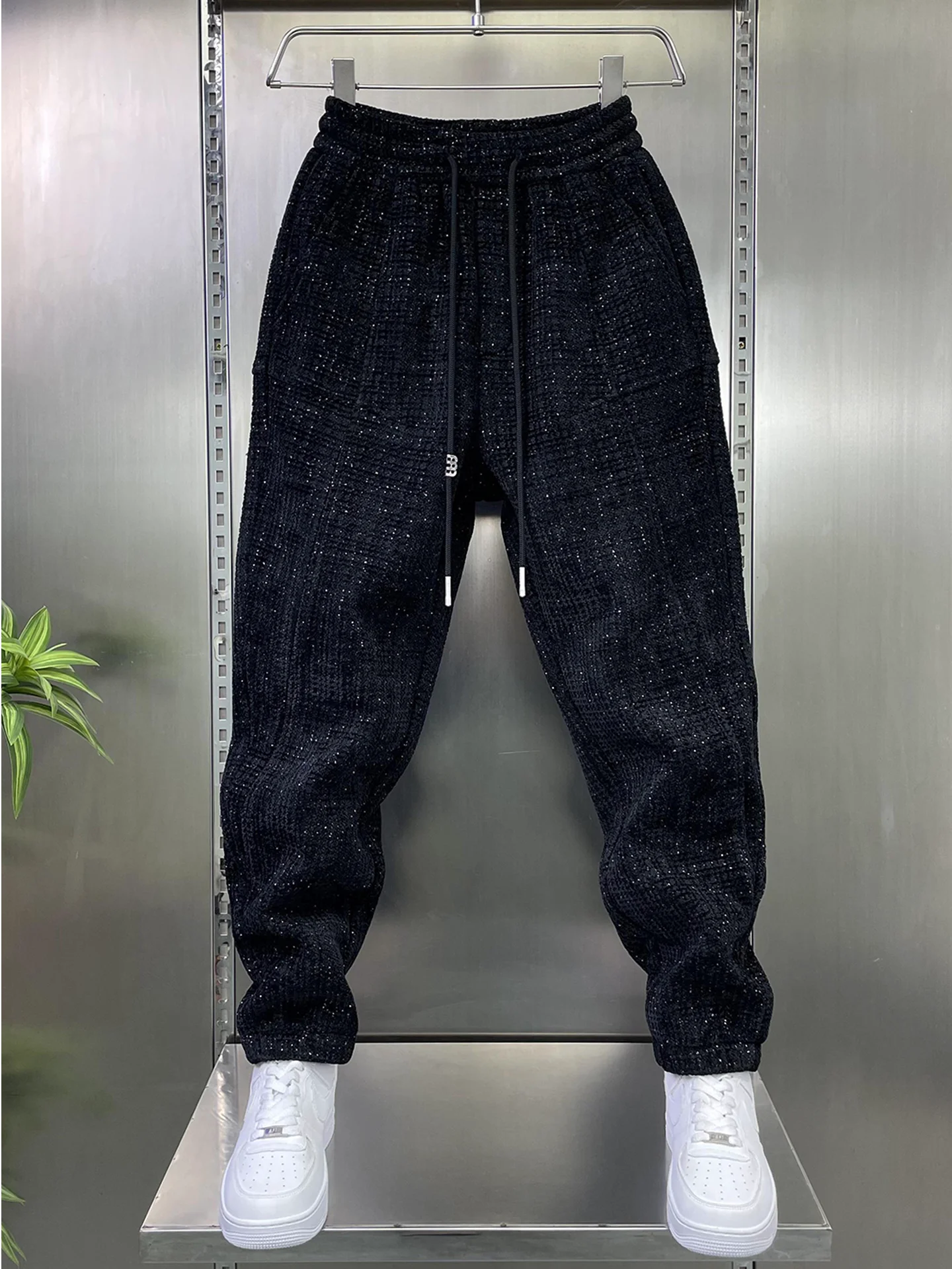 

Осенне-зимние утепленные мужские повседневные модные универсальные эластичные брюки прямого кроя для делового и повседневного стиля