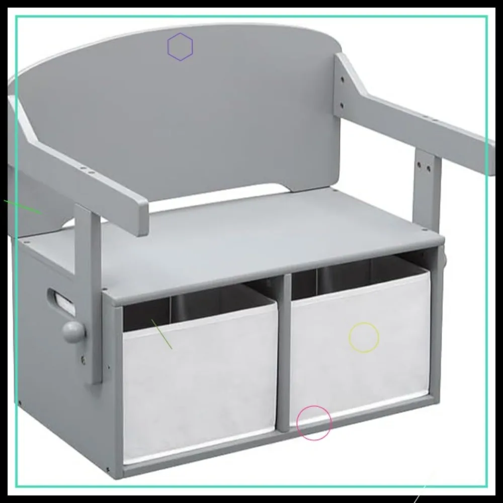 Kids Convertible Activity Bench - Greygold Certified, Multi-Functional Storage Desk for Ages 3+