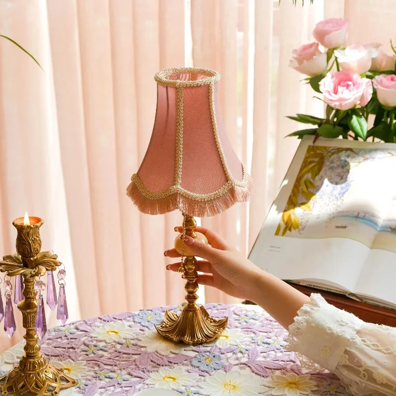 American French brass medieval vintage girl bedside lamp