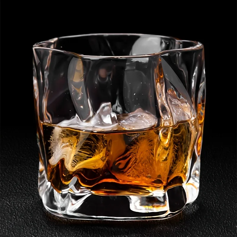 1pc 200ML Creative Whisky Glasses Heat-resistant Glass Cup Twist Tumbler for Scotch Bourbon Cognac Ideal Valentine\'s Day Gifts