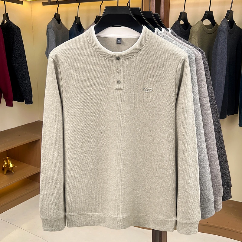 Exquisiter bestickter Herren-Langarm-Pullover, Luxusmarke, Herbst, Baumwolle, Rundhals-Pullover, Strickware, modische Freizeitkleidung für Herren – Detail 4