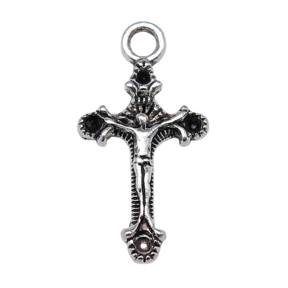 20pcs/lot 22x11mm Cross Charms For Jewelry Making Antique Silver Color 0.87x0.43inch