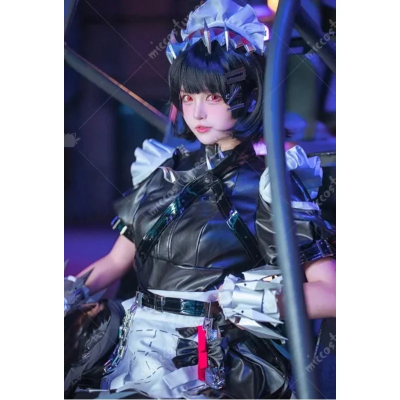 Miccostumes 여성용 엘렌 조 의상 메이드 복장 세트 드레스 앞치마와 헤어밴드 손목밴드 할로윈 코스프레 의상v;2,r'6;t.