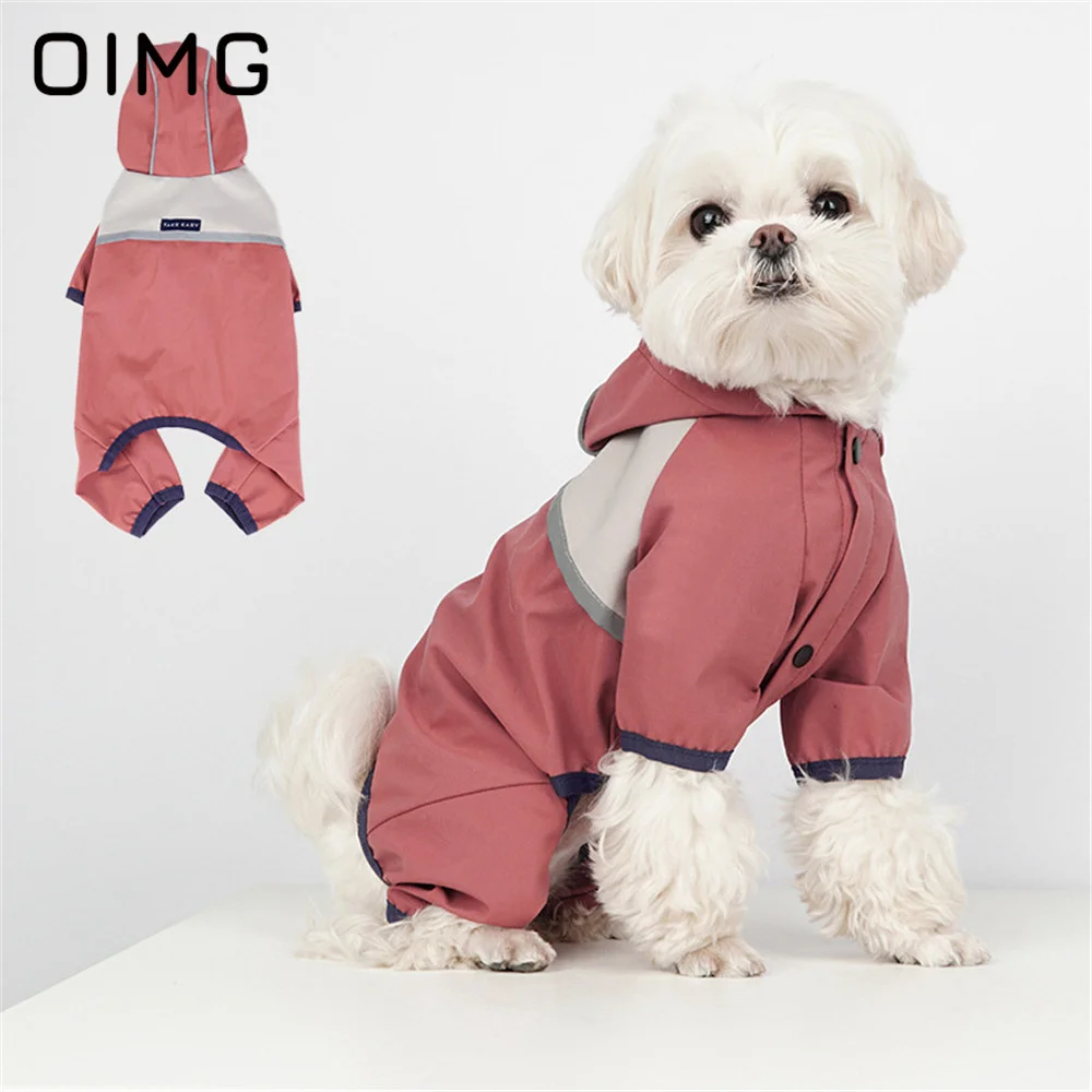 

OIMG Pet's Clothing Rain-proof Breathable Portable Schnauzer PapillonV Reflective Printing Four-legged Raincoat Cat Dog Supplies