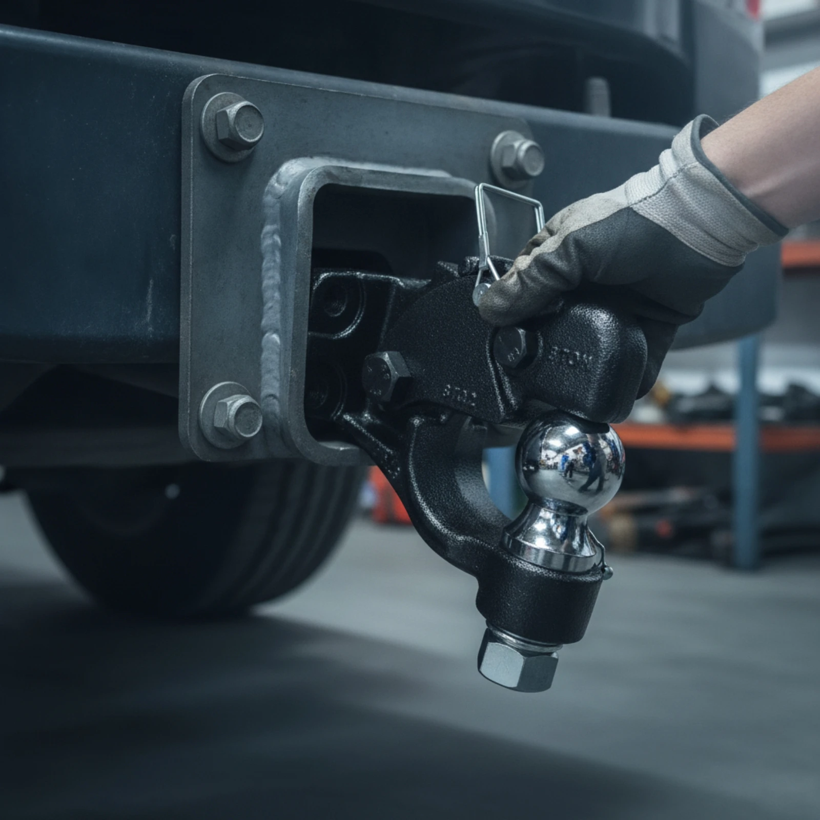 ball-hitch-textured-hitch-with-tow-ball-hardware-polished-for-truck-owners-caravan-towing