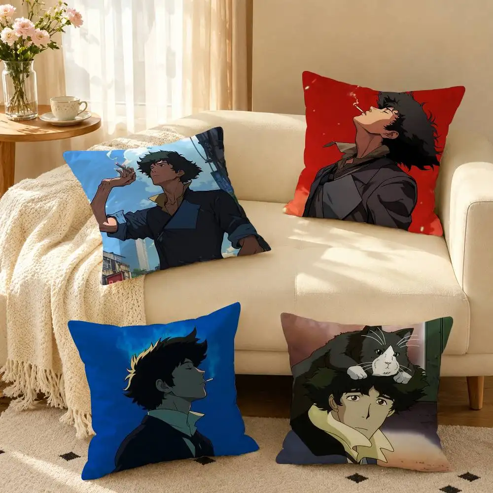 C-Cowboy B-Bebop Spike Spiegel Pillow Case Square Double-Sided Sofa Cushion Cover Bedroom Bedside Pillow