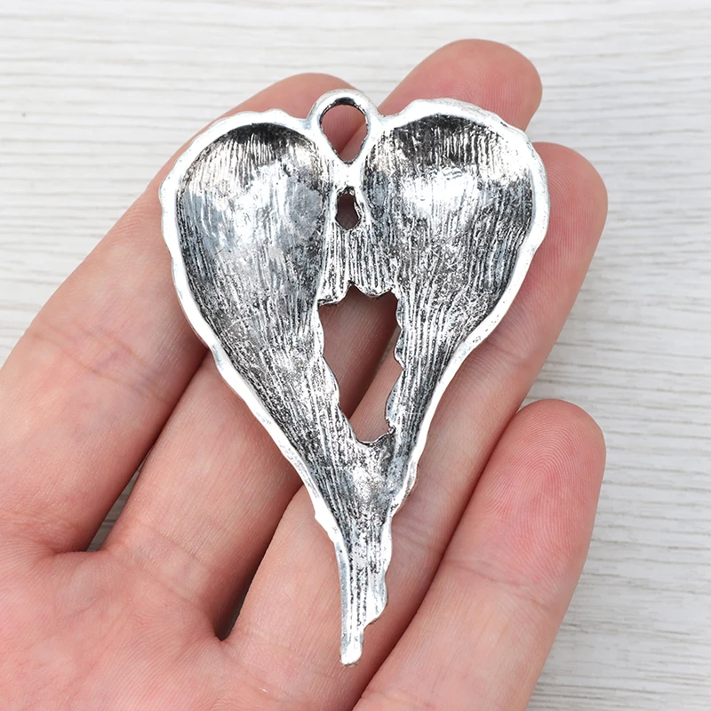 2 x Tibetan Silver Large Rose Angel Wings Feather Charms Pendants for DIY Necklace Jewelry Making Findings Accessories 69x46mm