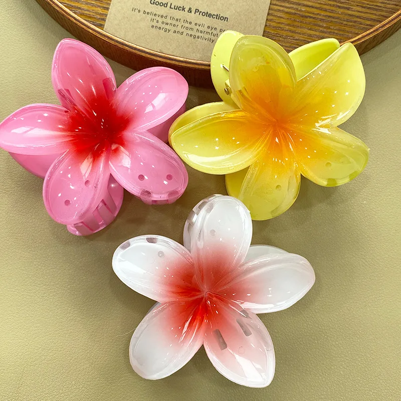 8cm Artificial Purple Lotus Flower Candy Color Hair Clip Transparent Egg Flower Hairpin Bath Clip Hair Accessories Women Grip