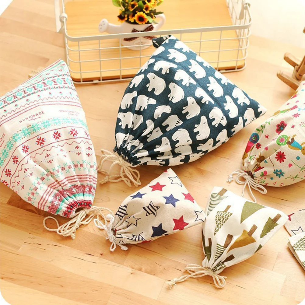 6 шт. мешочки на шнурке, хлопковые и льняные дышащие сумки для хранения одежды, носков, нижнего белья, органайзер для путешествий, домашний общежитие