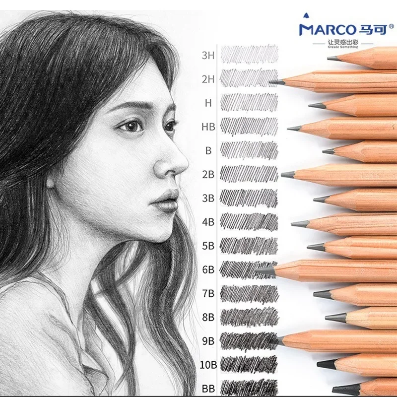 12Pcs Professional 2H HB B 2B 3B 4B 6B 8B 12B 14B Detail Sketch Pencils School Stationery Supplies Drawing Art Charcoal Pencils