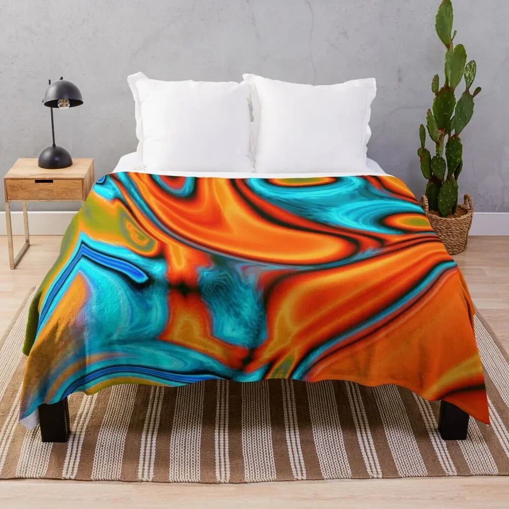 

vivid modern Southwest hipster turquoise orange swirls Throw Blanket Warm Nap Luxury Throw Sofa Throw Blankets