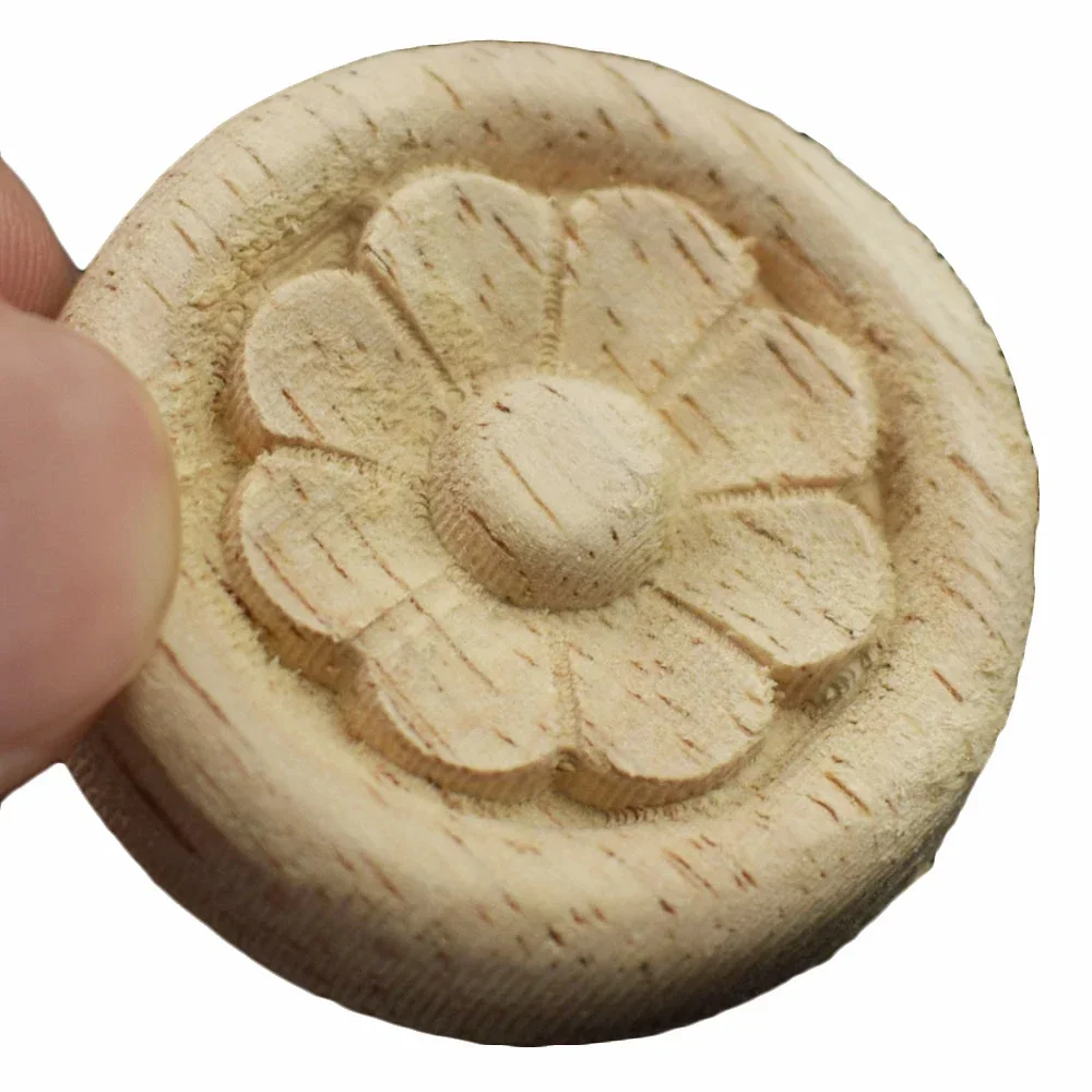 10PCS 3.5/5/6cm Woodcarving Corner Decal Wood Figurines Crafts Corner Appliques Frame Door Furniture Decorative Home Decor