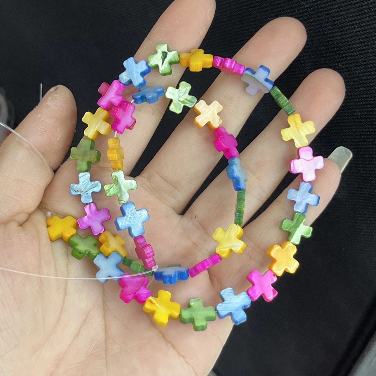10x10mm Natural Shell Dyed Colorful Cross Shaped Beads for Jewelry Making DIY Necklace Bracelets Handicrafts Accessories Supply