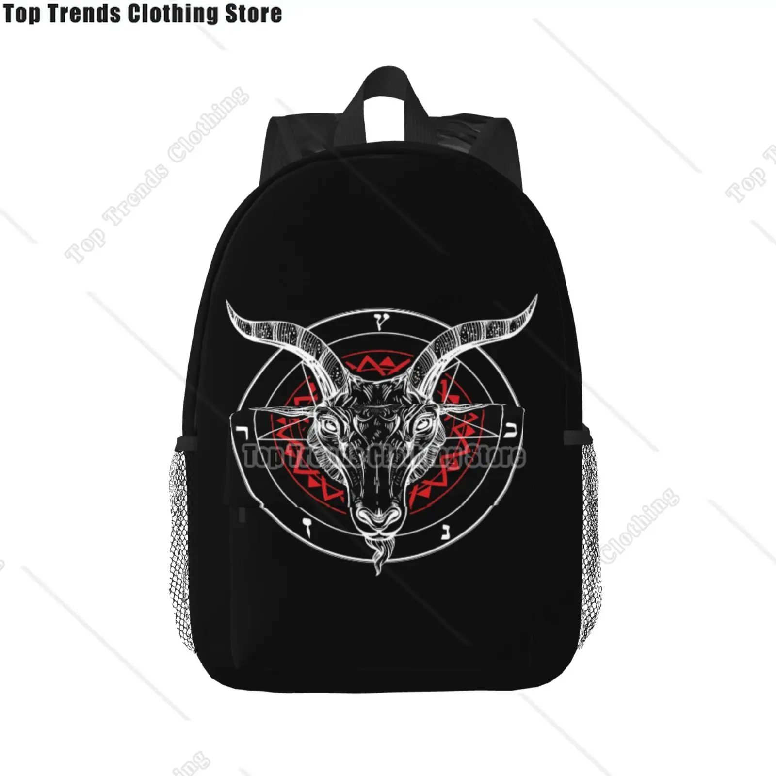 

Goth Goat Head Backpack for Girls Boys Animal Bookbag School Travel Laptop Shoulder Bag Large Capacity Casual Daypack