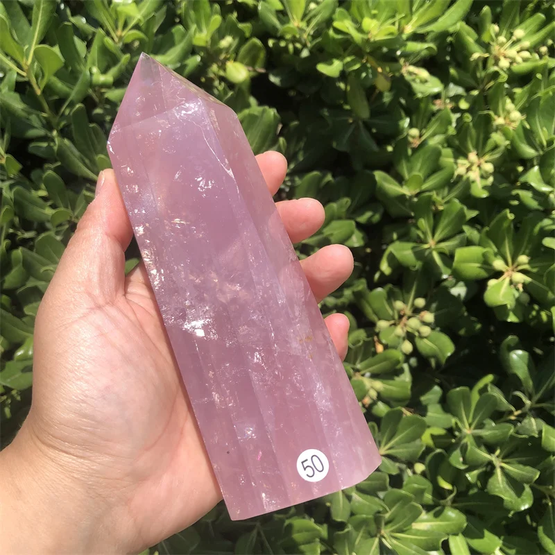 750g Natural Pink Rose Quartz Crystal Obelisk Wand Point Healing