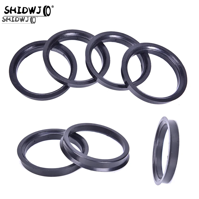 1 Set High Quality 4 Hub Centric Rings Car Wheel Bore Center Collar 66.6-57.1mm For Cars ID 57.1-mm Black Accessories