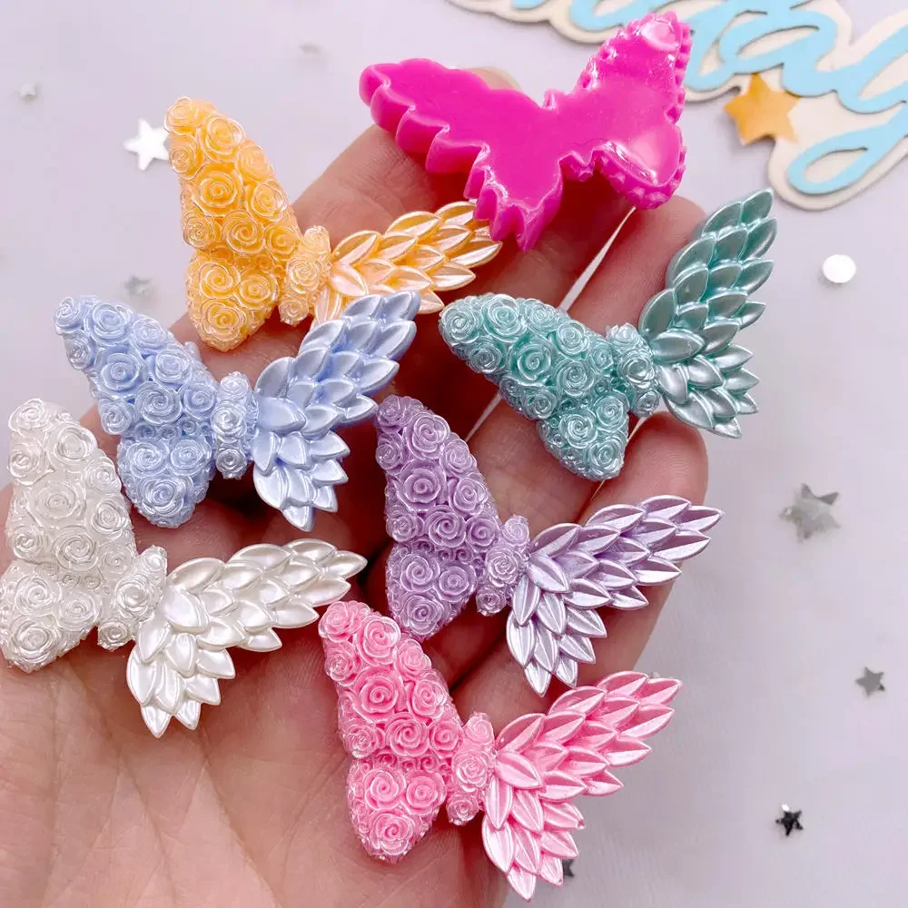 10PCS Mix Resin Cartoon Colorful Rose Butterfly Figurines Flat back Stone DIY Valentine's Day Decor Scrapbook Accessories Crafts