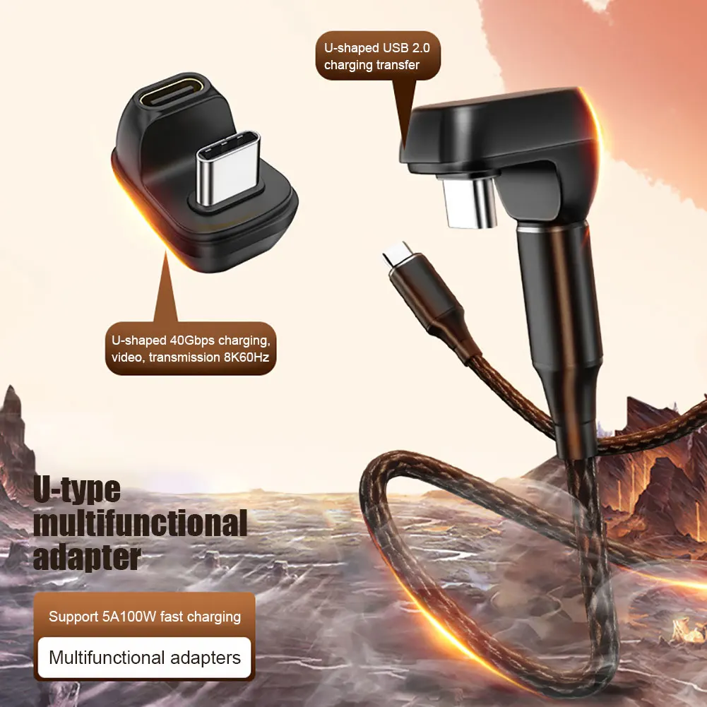 Адаптер Mini USB4.0 40 Гбит/с U-образный Thunderbolt3 USB C к конвертеру быстрой зарядки 100 Вт 8K при 60 Гц Адаптер данных USB Type C